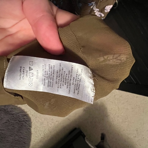 Ann Taylor Green Blue and Pink Floral V-Neck Bell 3/4 Sleeve Flowy Summer Dress - Picture 8 of 8